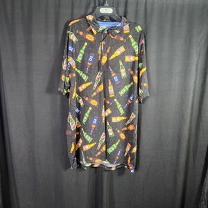 Hawke & Co Performance Golf Polo Shirt Mens XL Black Beer Bottle Novelty Print